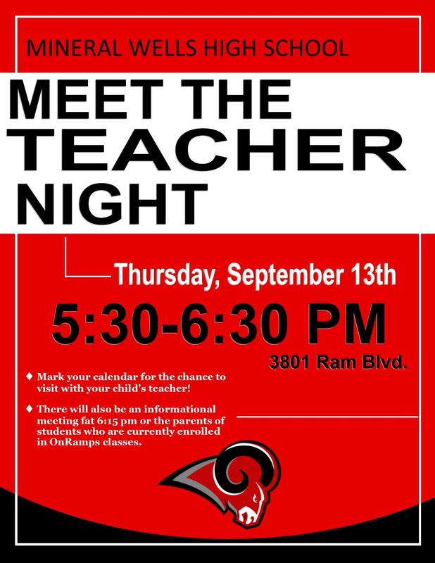 Meet the Teacher Sept 13 from 5:30 -6:00 pm
