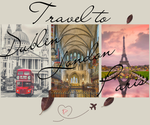 Travel to Dublin, London, Paris flyer