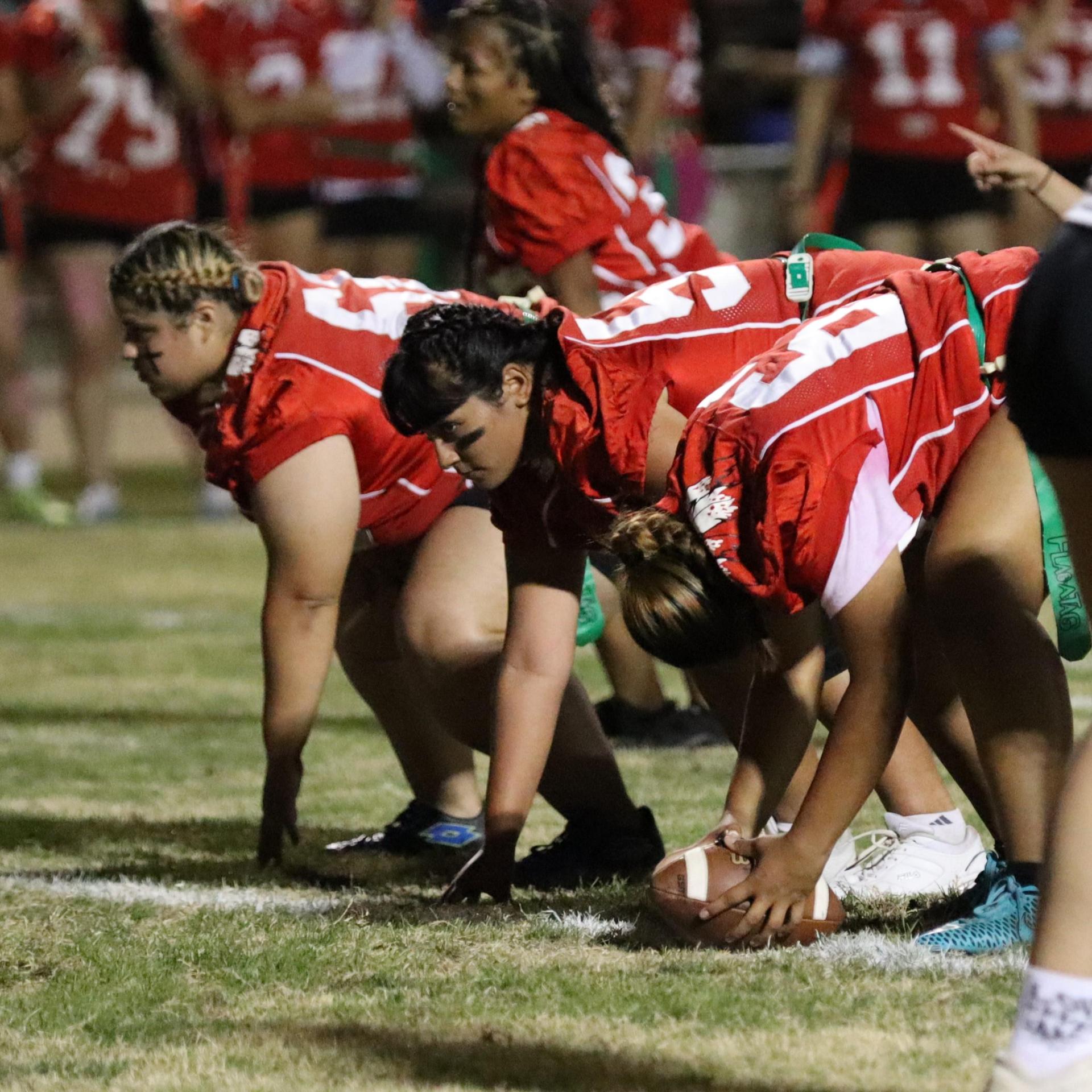 girls playing flag football