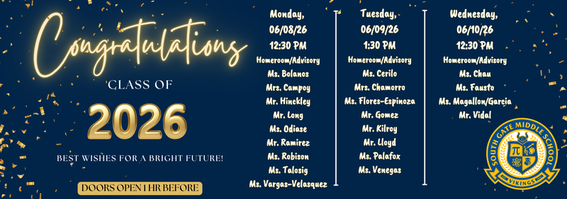 class of 2026 culmination schedule