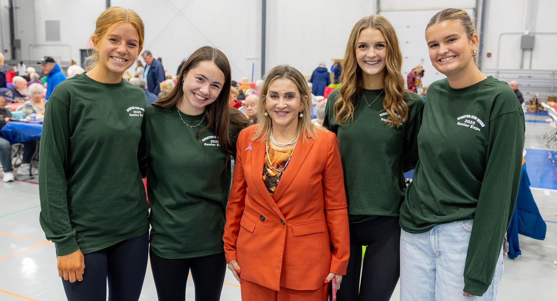 Sarah Ley, Emma Jones, Senator Ward, Kaitlyn Long, and Emma Chamberlin at the Ward Expo