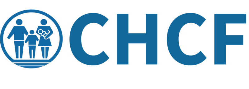 Blue logo with a family of four in a circle.
