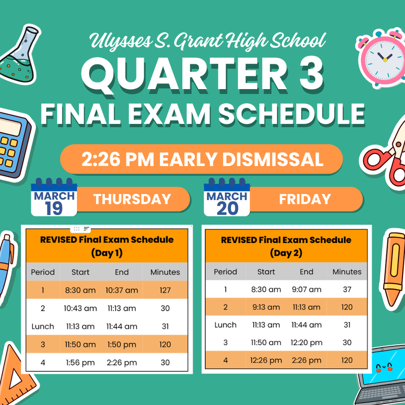 Quarter 3 Final Exams - March 19 & 20, 2026 - Shortened Day Schedule Featured Photo