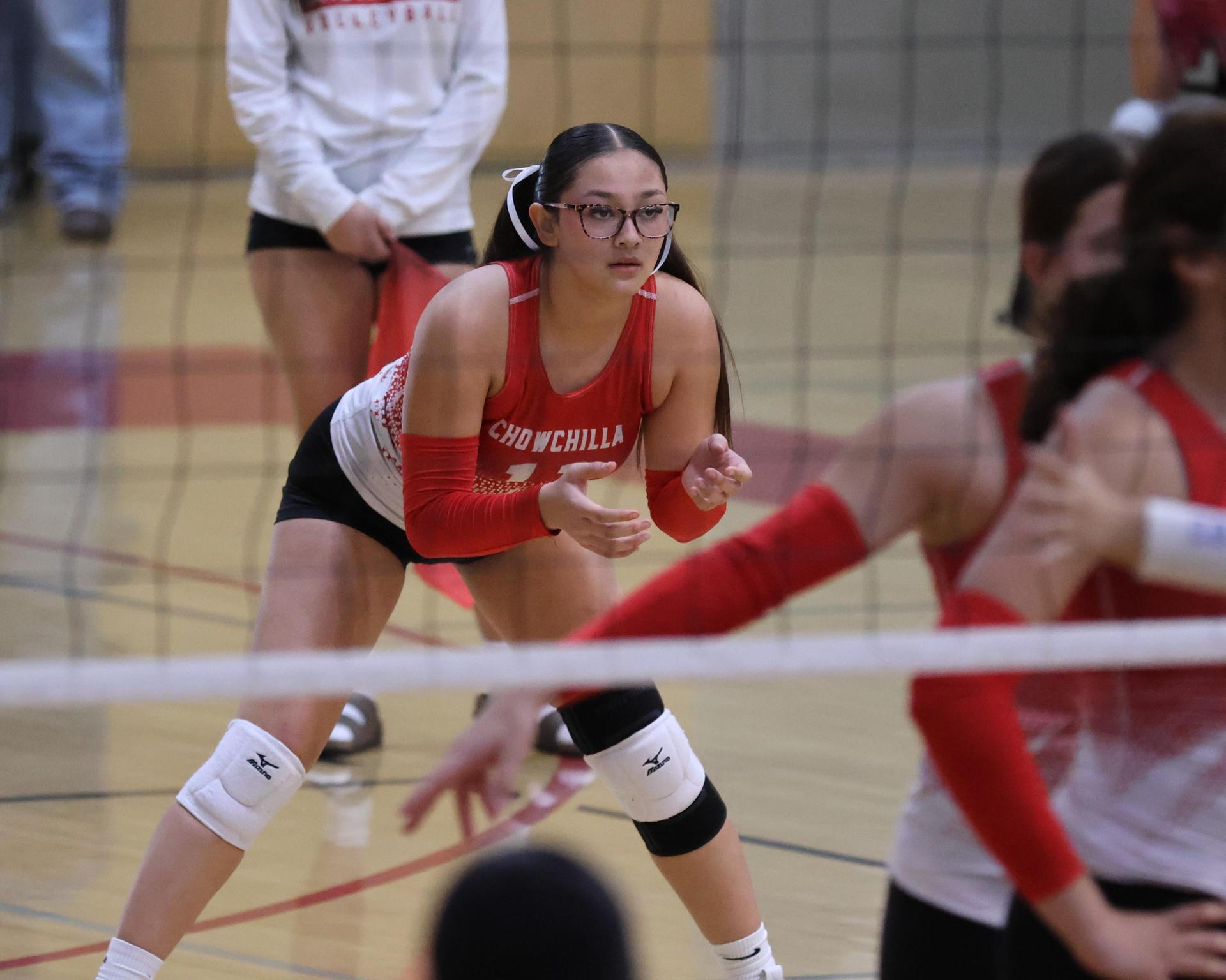 Varsity girls Volleyball playing vs. Madera 48