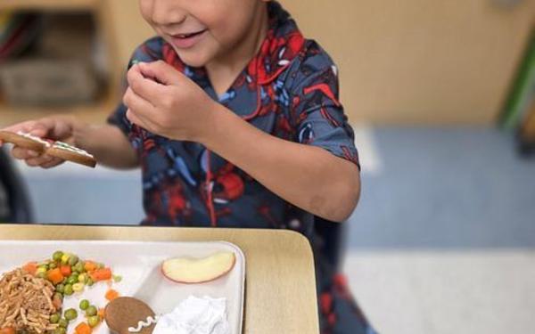 Boy eating lunch.