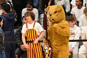 stduent with bulldog