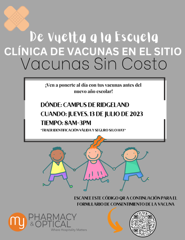 RIDGELAND SCHOOL VACCINE CLINIC FLYER-SPANISH 7.13.23.png