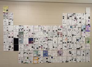 The massive periodic table of students flyers posted on hall in main building