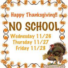 No School Wednesday - Friday