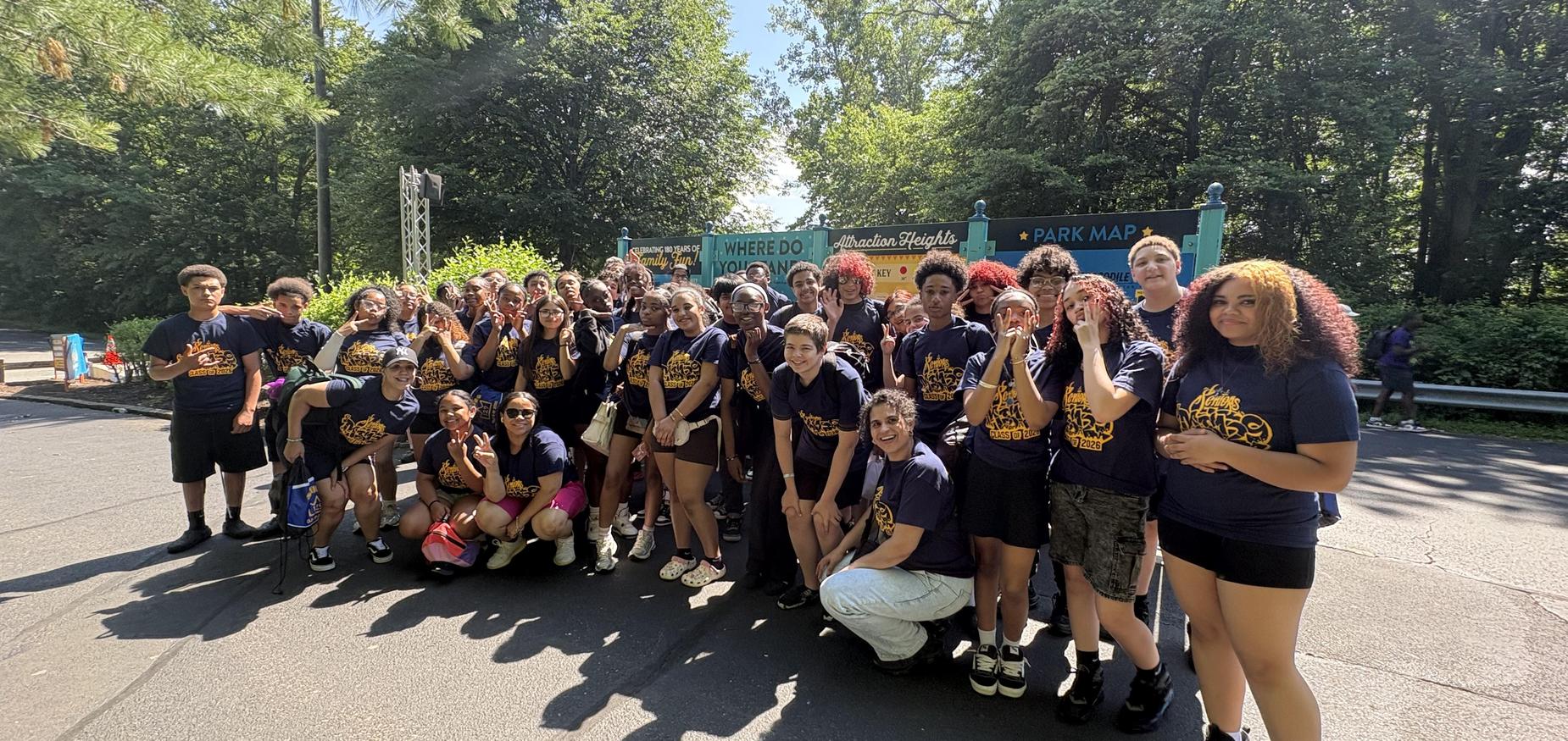 Group of MS 129 students and teachers