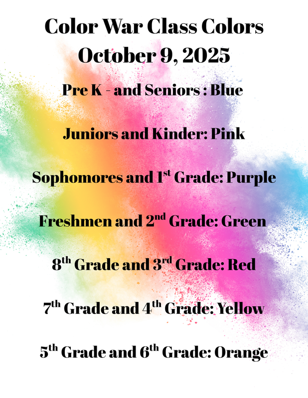 Homecoming Color Wars Class Colors