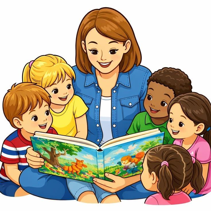 students reading with a teacher