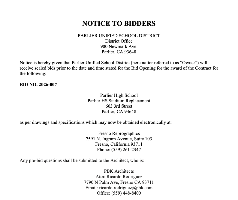 Notice to Bidders