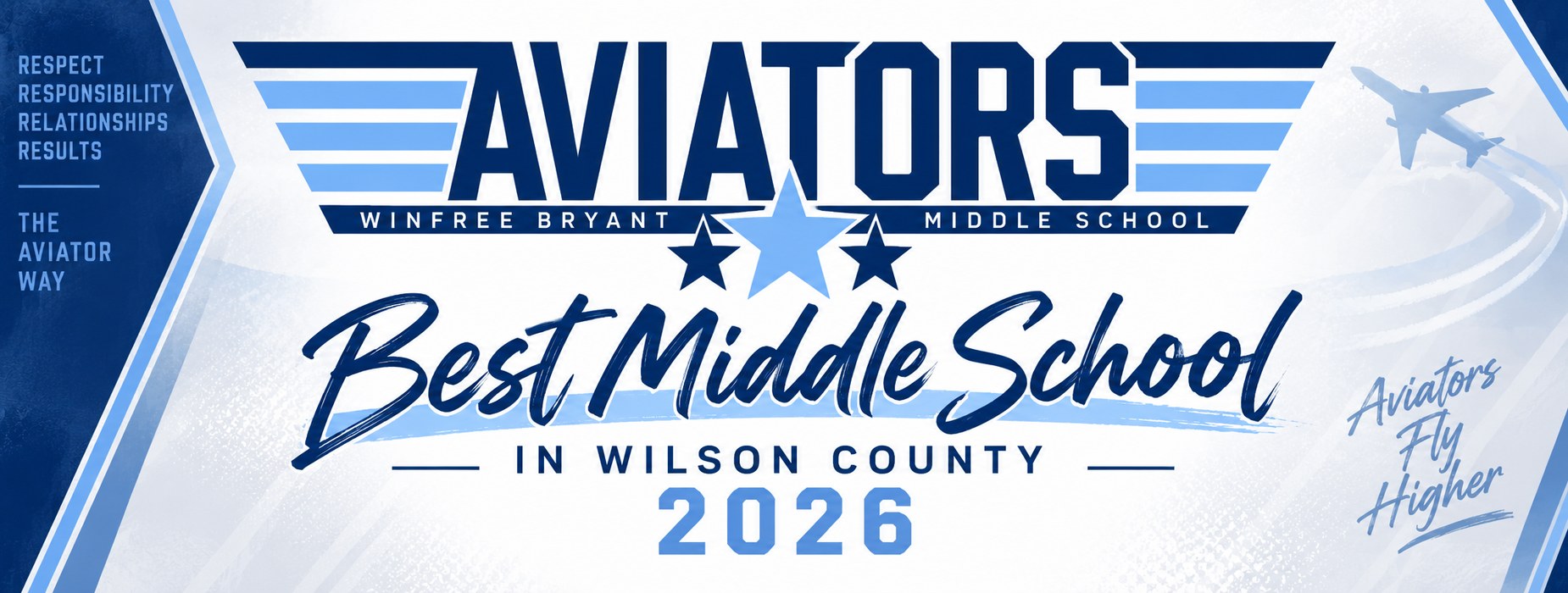 A banner for Winfree Bryant Middle School, declaring it the Best Middle School in Wilson County 2026.