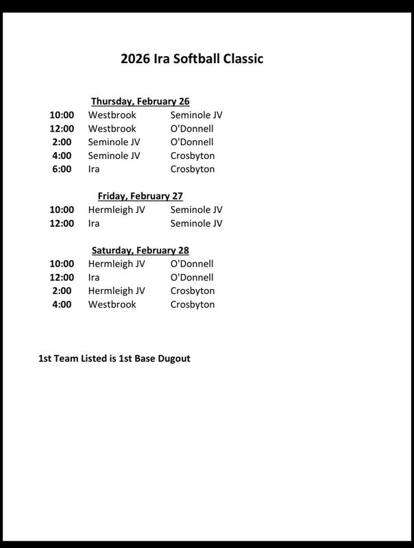 Ira Softball Tournament Schedule