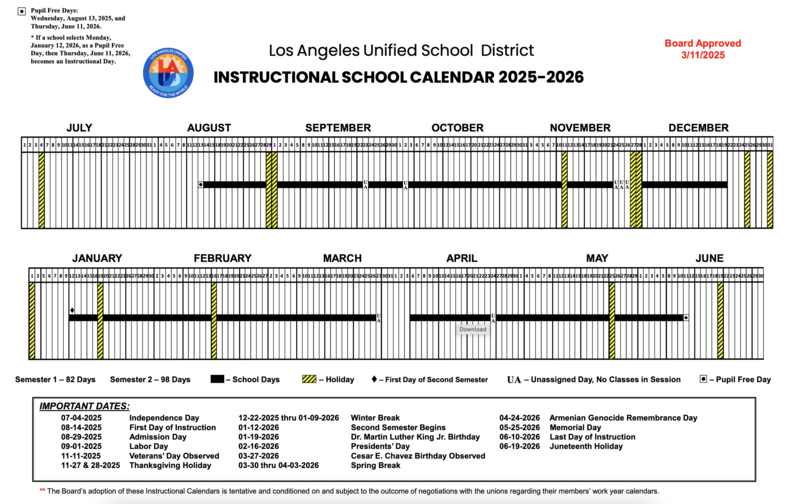 Instructional Calendar