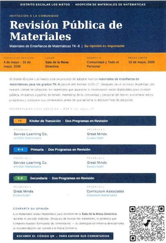 spanish posting for public materials review with QR code