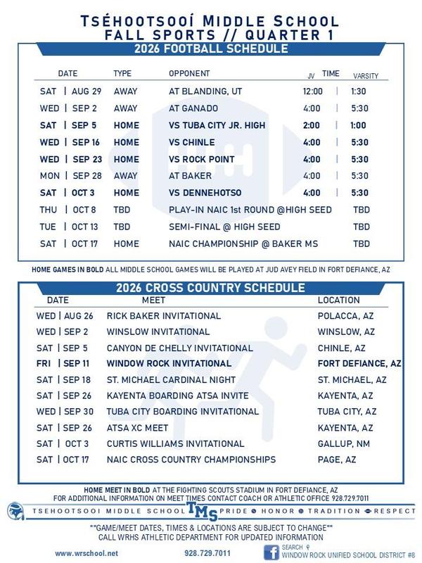 TMS Football and Cross Country Schedule