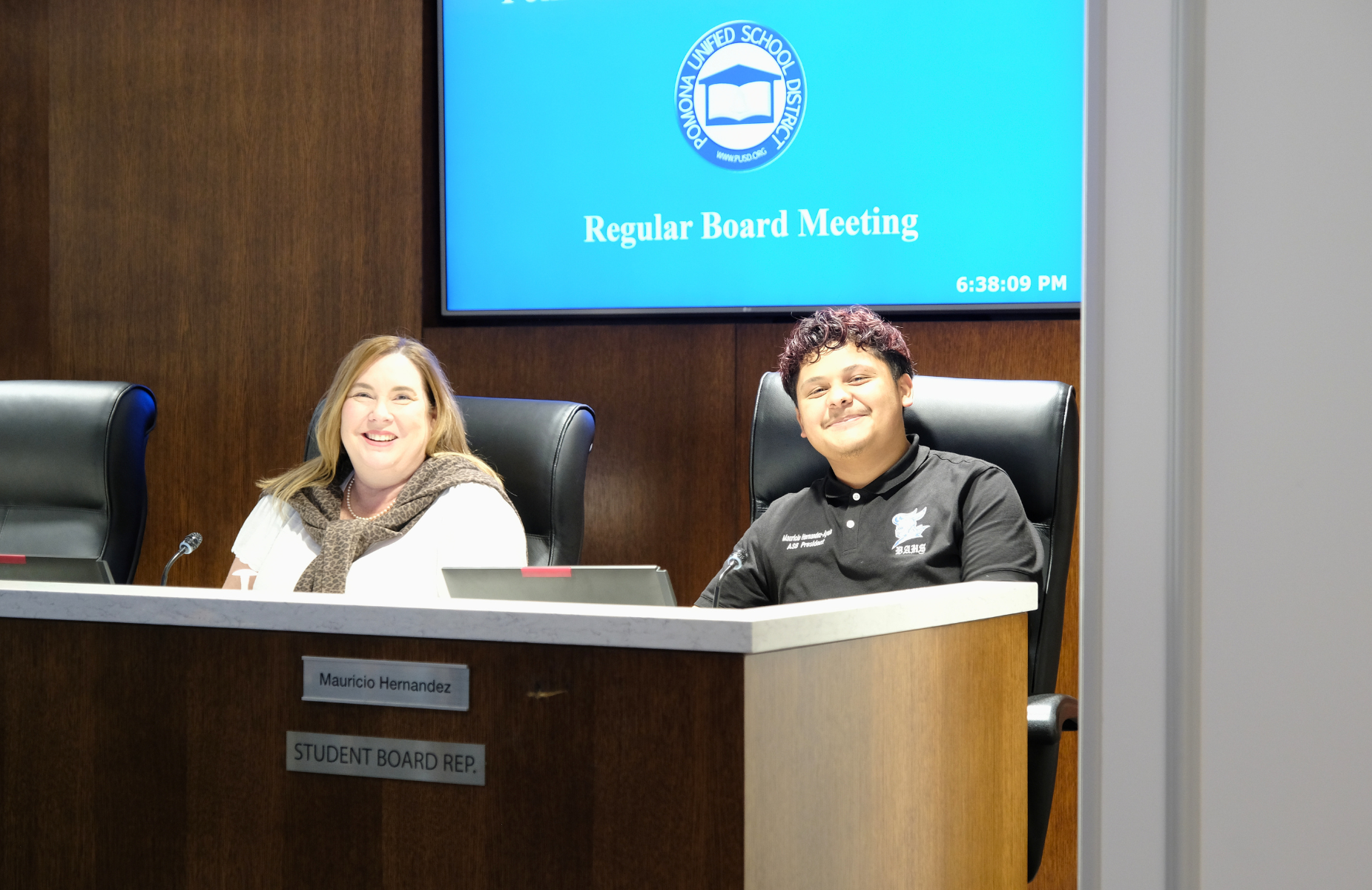 Board meeting on September 9, 2026 - pictures of student board rep with Board Member