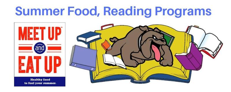 graphic that shows logos for the summer food and reading programs.