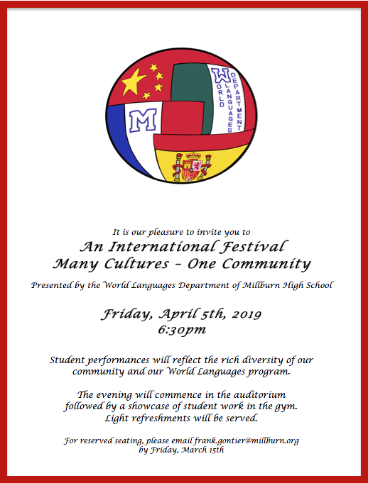 International Night Poster with graphic - same information as text