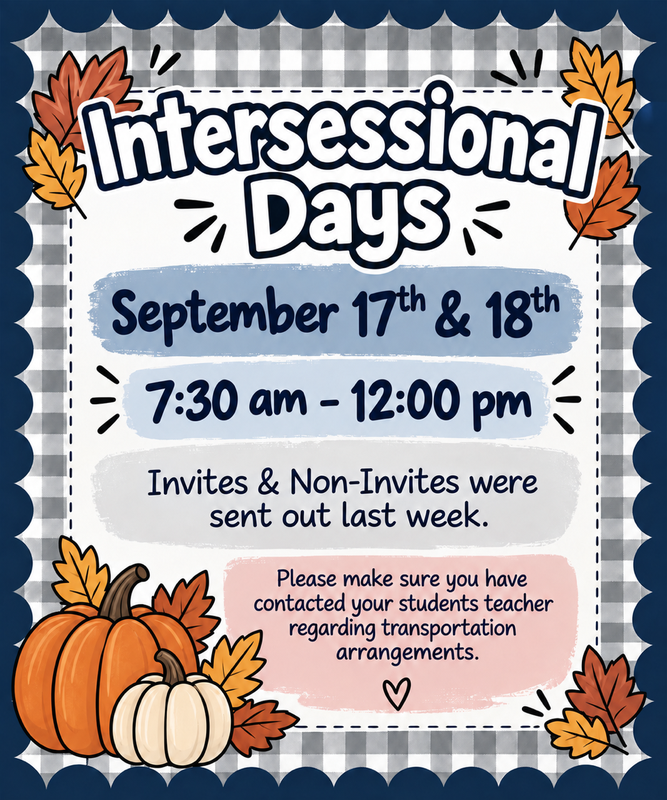 Intersessional Days Sept 17th & 18th