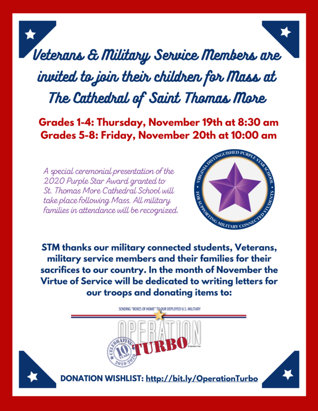 RESCHEDULED - Veterans & Military Service Members are invited to join their children for Mass at The Cathedral of Saint Thomas More