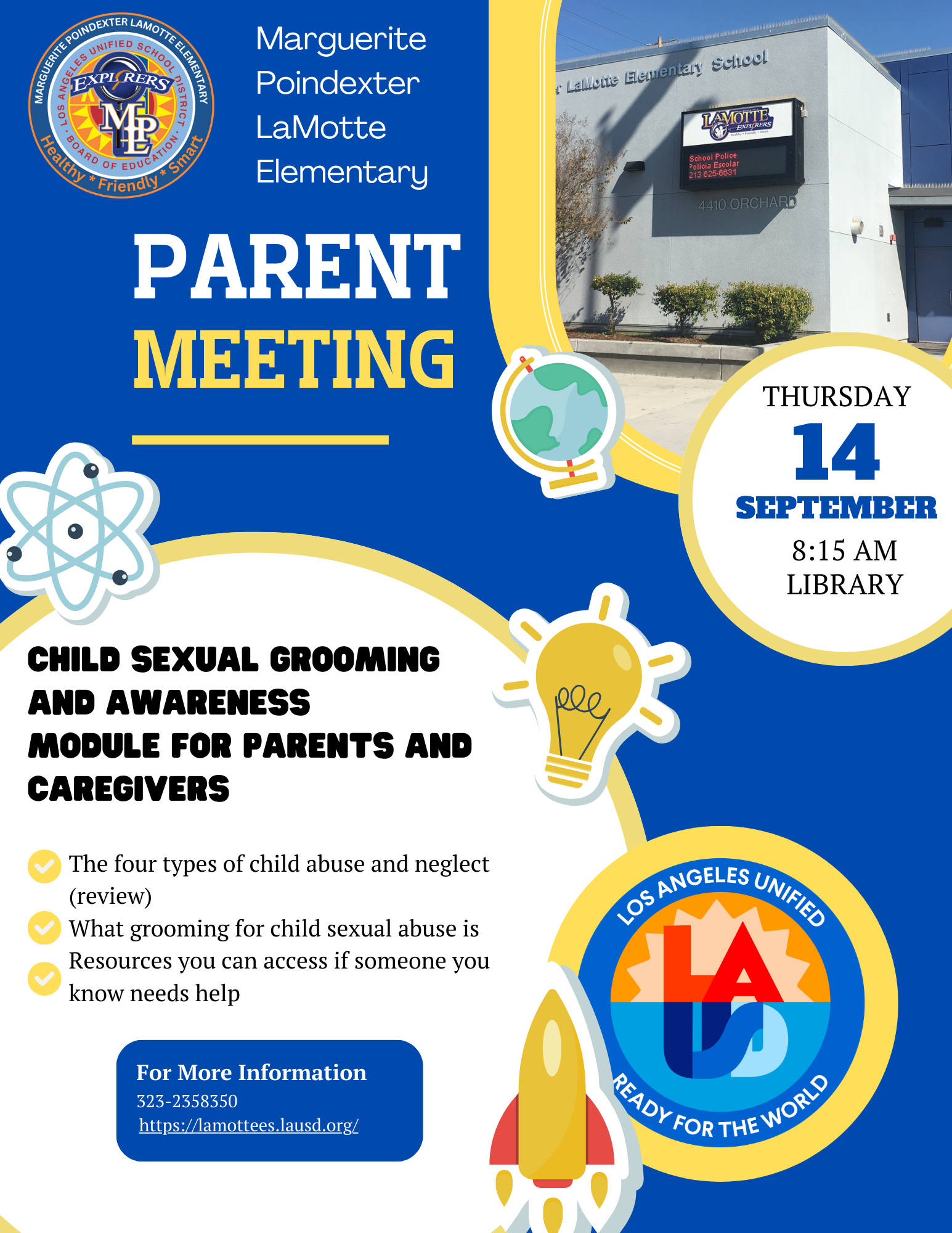Parent Meeting/Junta para padres Marguerite Poindexter LaMotte Elementary