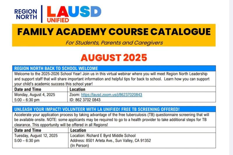LAUSD North August Course Catalog