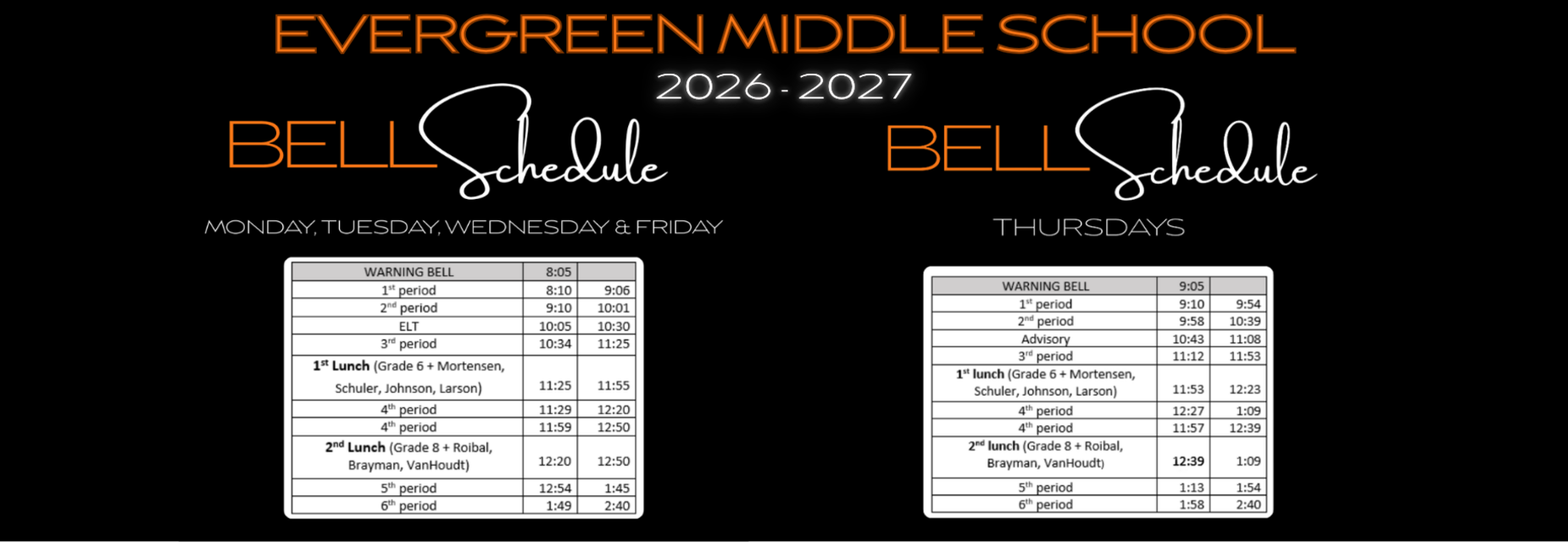 Daily Bell Schedule at EMS