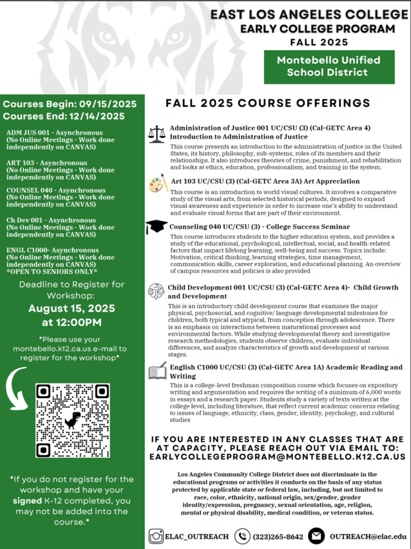 ELAC Fall 2025 Early College Program enrollment