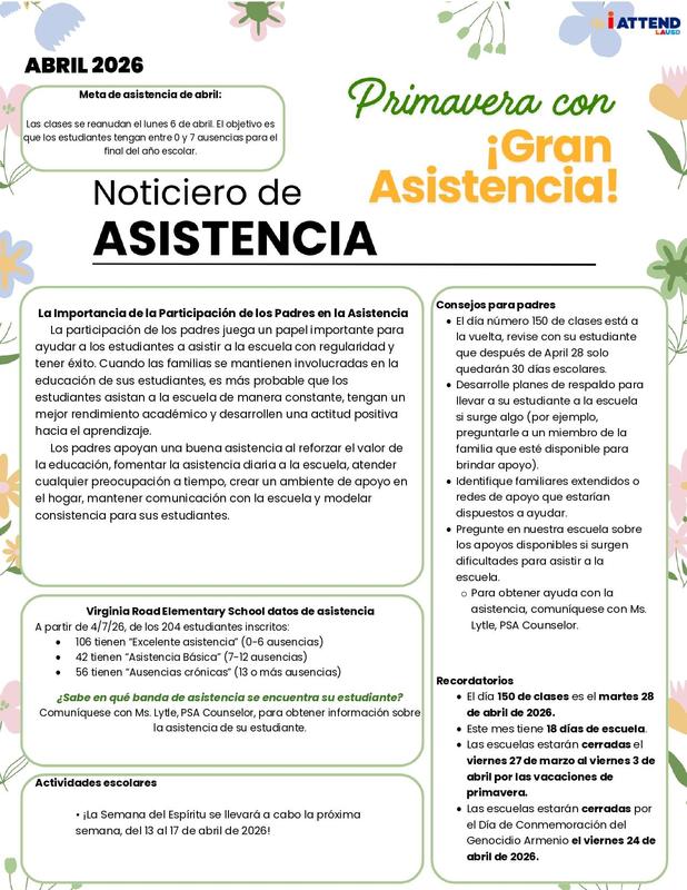 April Newsletter (SPANISH)