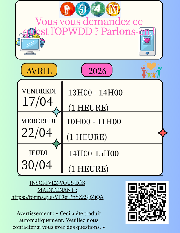 Flyer for OPWDD Workshop (French)