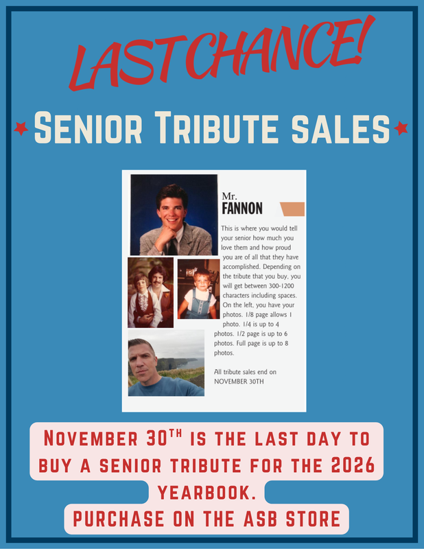 Senior Tribute Sale Deadline: Nov 30th!