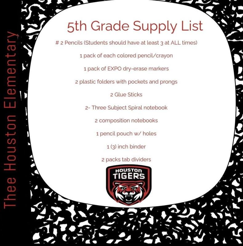 5th grad supply lists