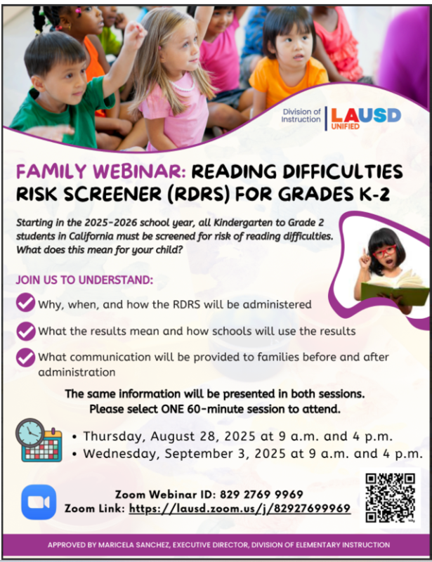 Family Webinar: Reading Difficulties & Risk Screener English