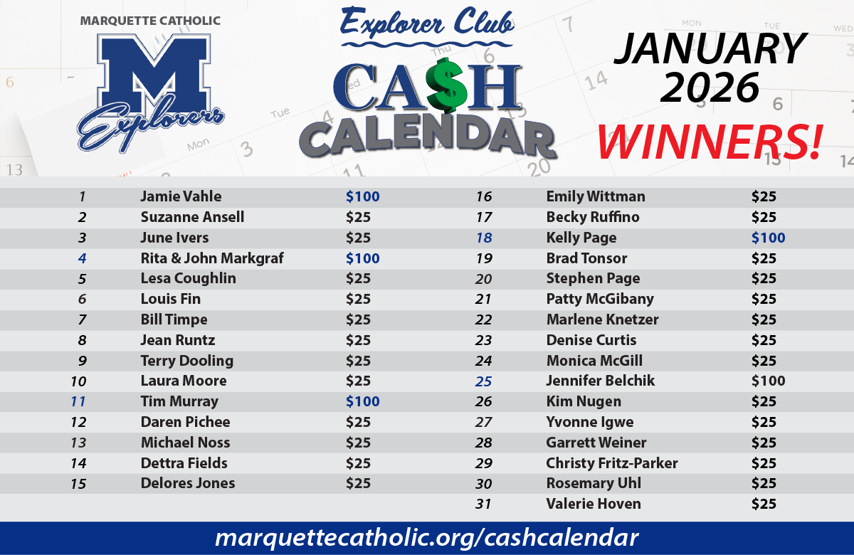 Jan 2026 cash calendar winners