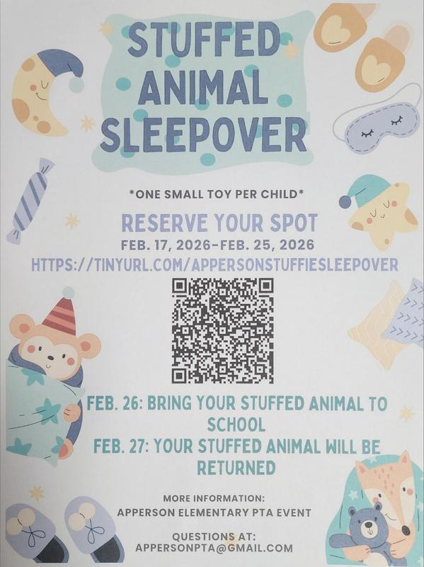 Stuffies spend the night at Apperson, February 25th.