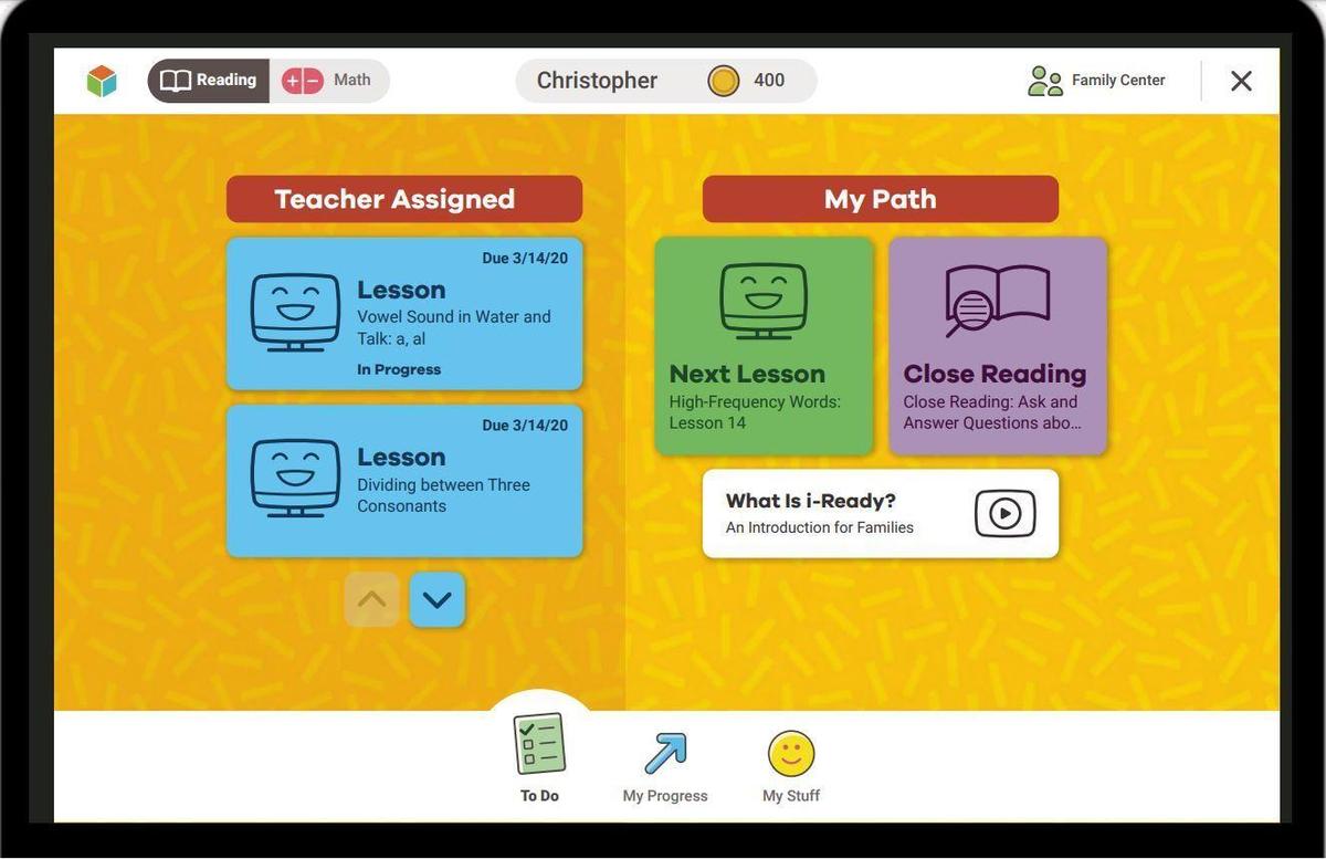 i-Ready student Dashboard