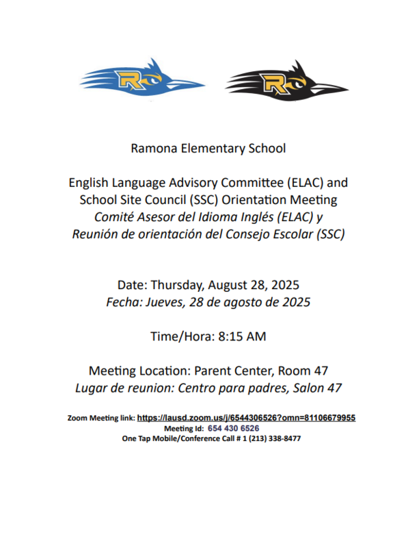 ELAC & SSC Orientation Meeting Bilingual