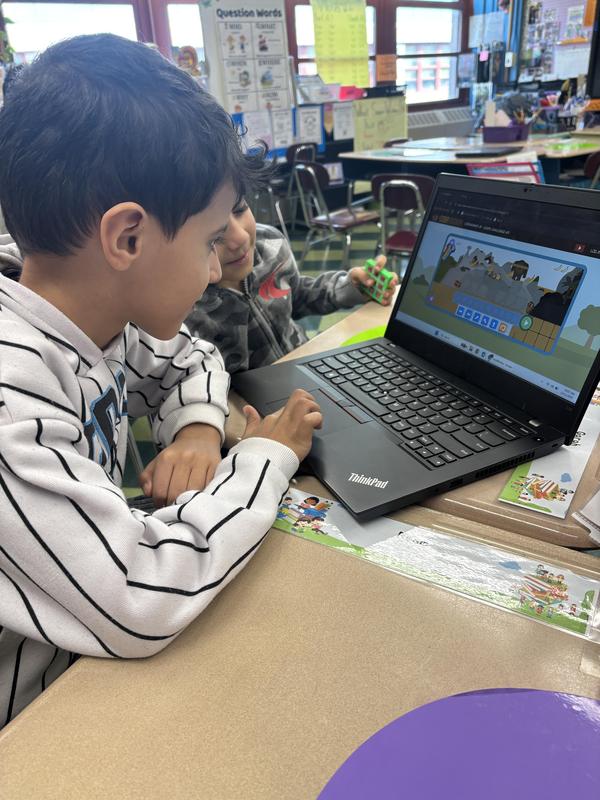 Students engaged in hour of code