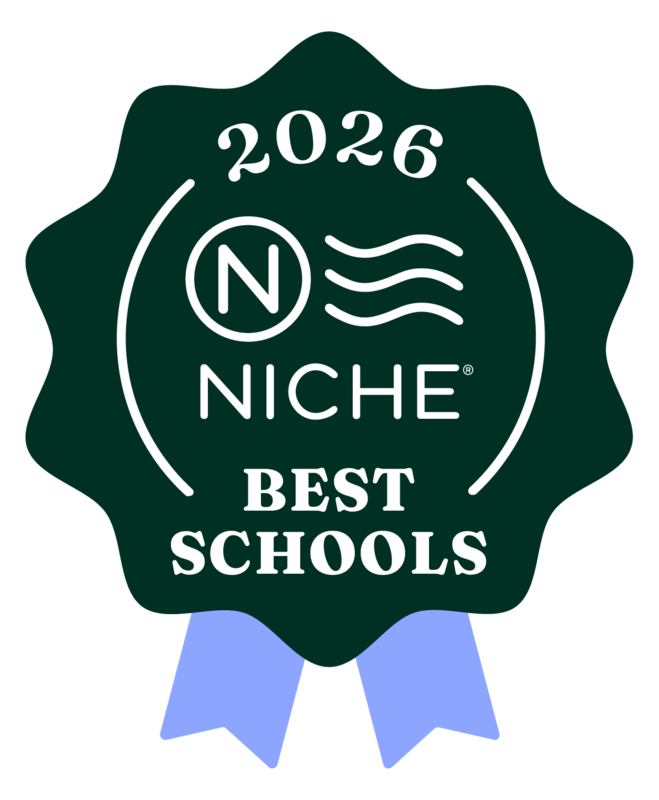 This is an image of a blue ribbon-style badge with a best schools ranking for 2026