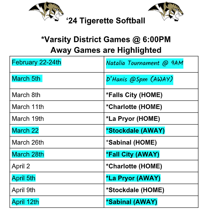 All Sports – Sports Calendars – Brackett Independent School District
