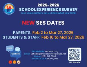 LAUSD School Experience Survey 2026 Flyer (February 2 - March 27, 2026)