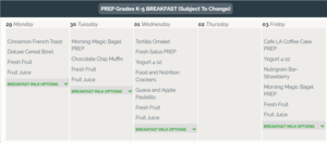 Breakfast for the Week of Sept 29th