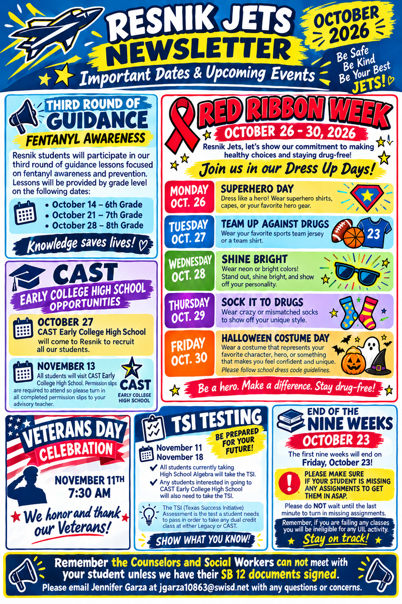 Newsletter October 2026 important upcoming dates for different activities on campus.