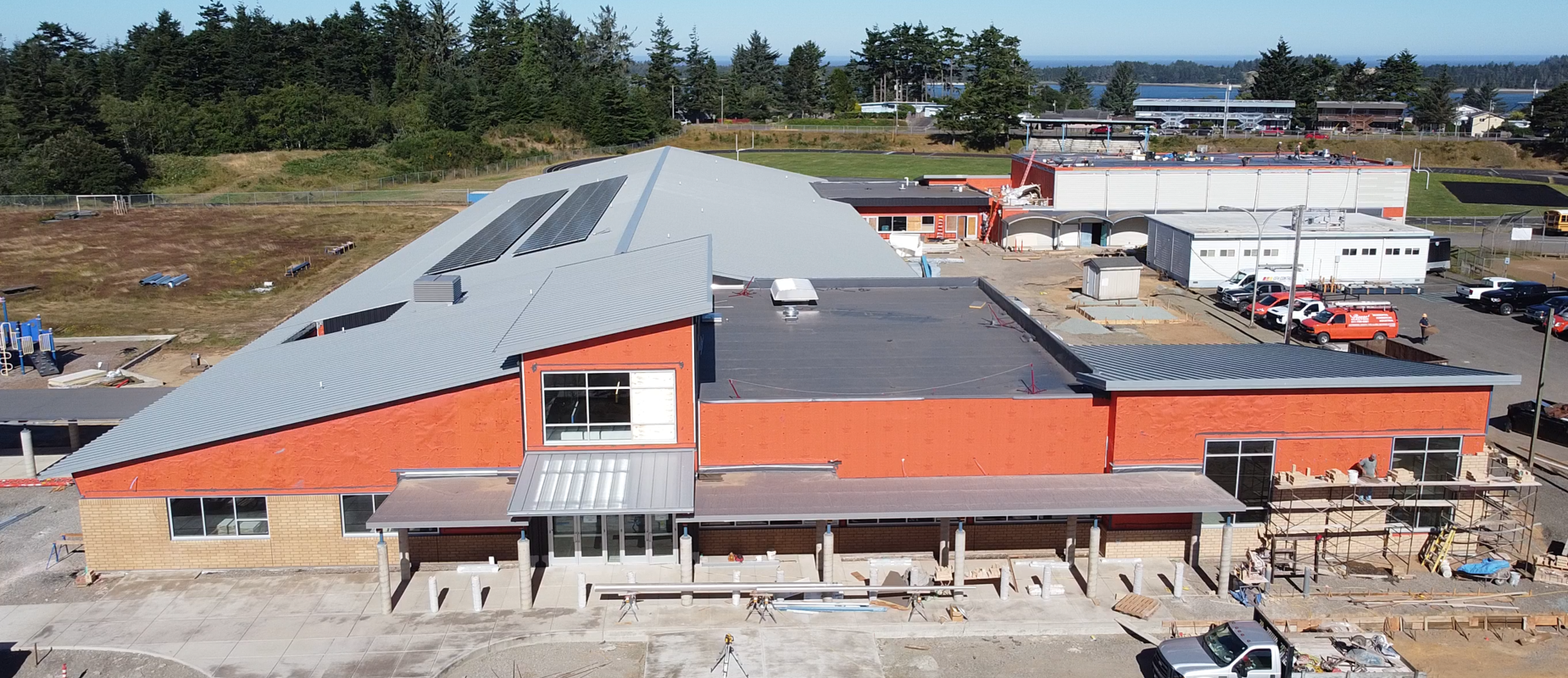 Drone picture of Madison entrance renovation July 2022