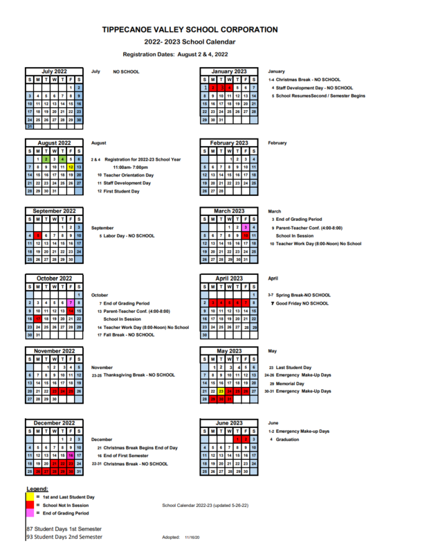 2022-2023 School Year Calendar