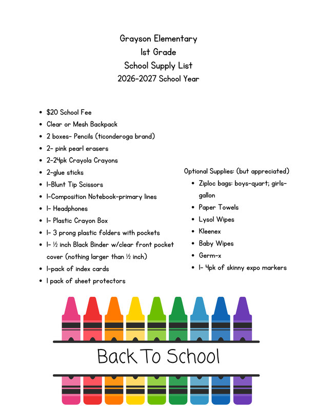 1st Grade School Supply List Featured Photo
