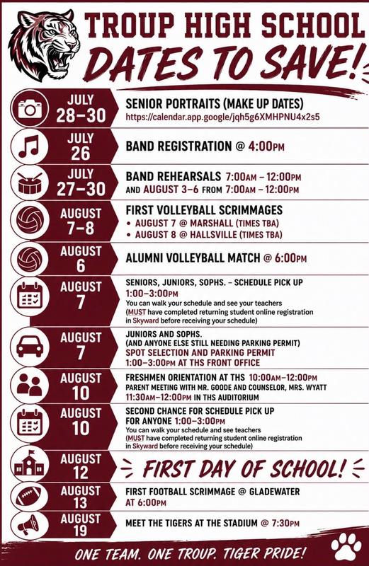 THS back to school dates